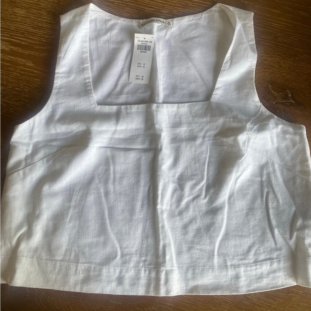 Abercrombie & Fitch White Linen Tank Top